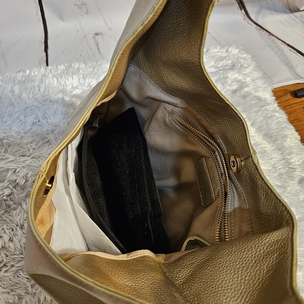 Laggo Leather Gold Bella Hobo Bag‎ NWOT